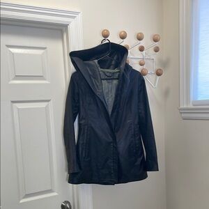 M0851 Women's Black Leather Hooded Jacket - Black - XXS